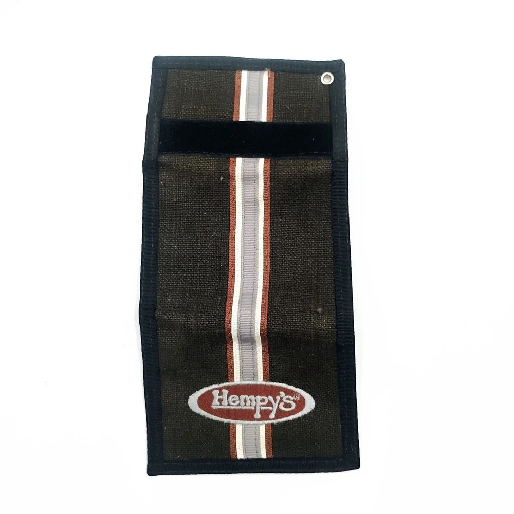 Hempy's Brown Hemp Wallet Stripe Logo Embroidered Trifold Bifold Canvas VTG 90s